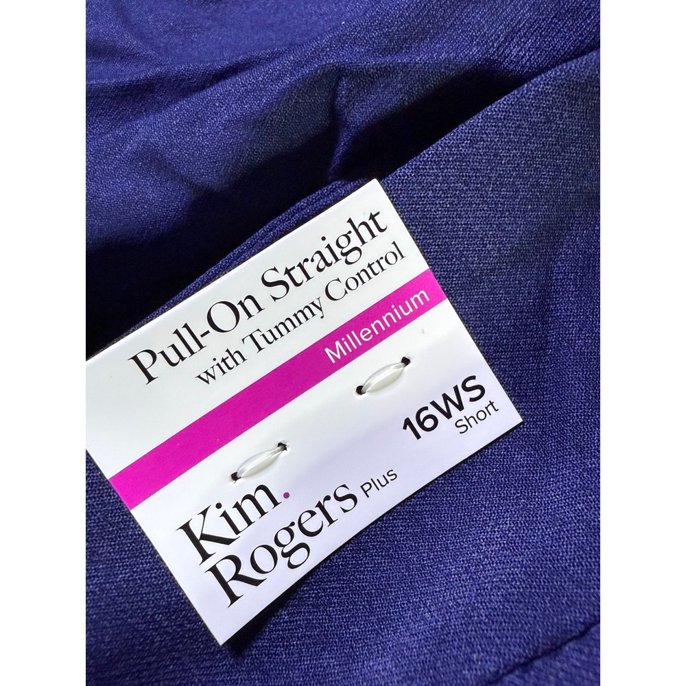 Kim Rogers Plus 16WS Navy Blue Tummy Control Millennium Pull-On Straight Pants